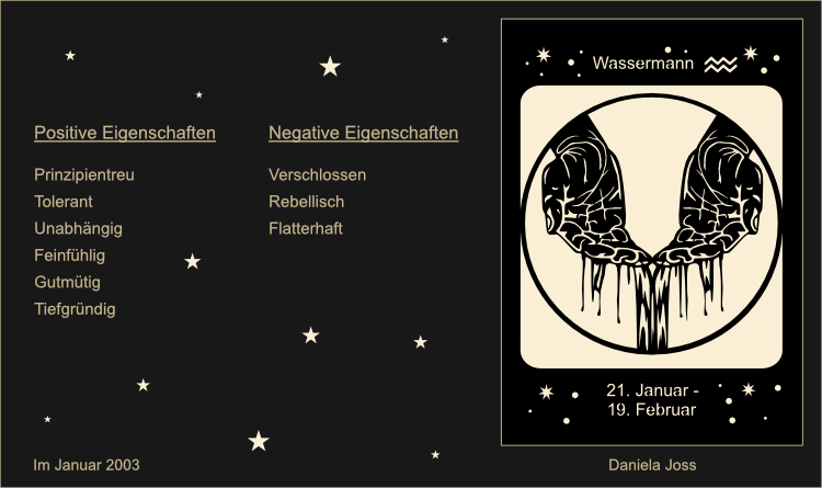 Sternzeichen, Tierkreiszeichen, Wassermann: Prinziptreu, Tolerant, Unabhängig