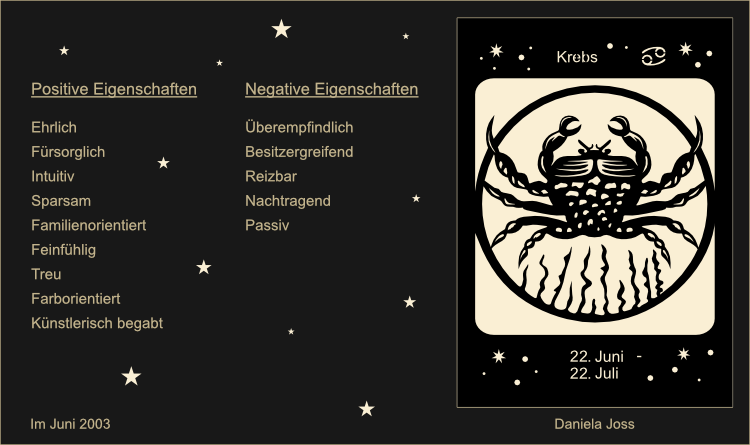 Sternzeichen, Tierkreiszeichen, Krebs: Ehrlich, Fürsorglich, Intuitiv