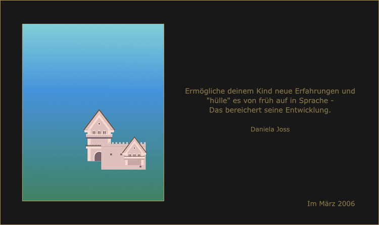Ein Schloss wird mit virtuellen Bausteinen gebaut.