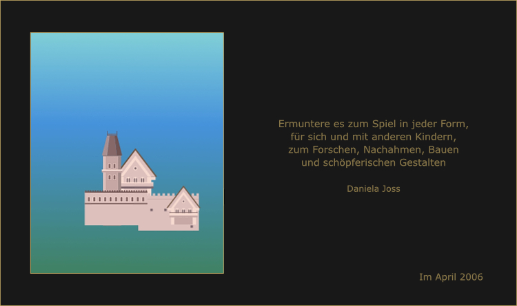 Ein Schloss wird mit virtuellen Bausteinen gebaut.
