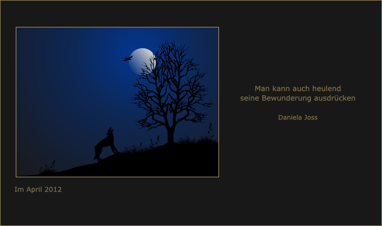 Wolf heult den Vollmond an.