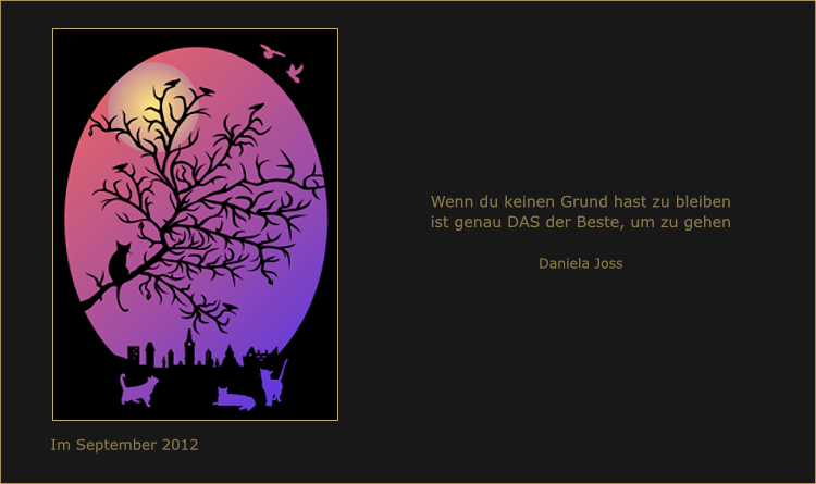 Katzenbaum mit Tauben.
