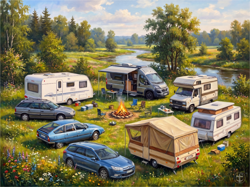 Unsere Reise-Fahrzeuge aus 40 Jahren Camping – gemeinsam an einem Ort.